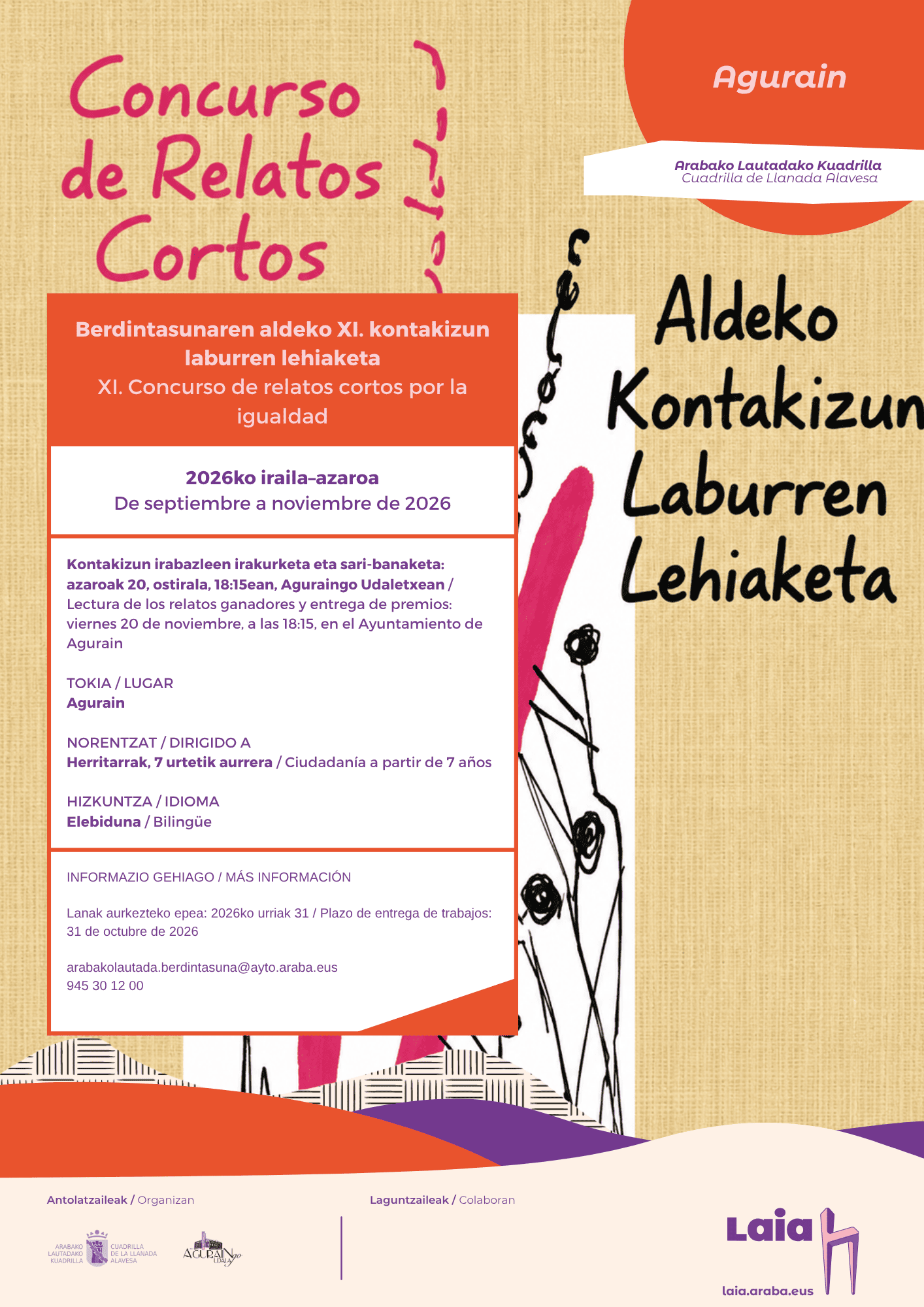 AGURAIN - Berdintasunaren aldeko XI. kontakizun laburren lehiaketa