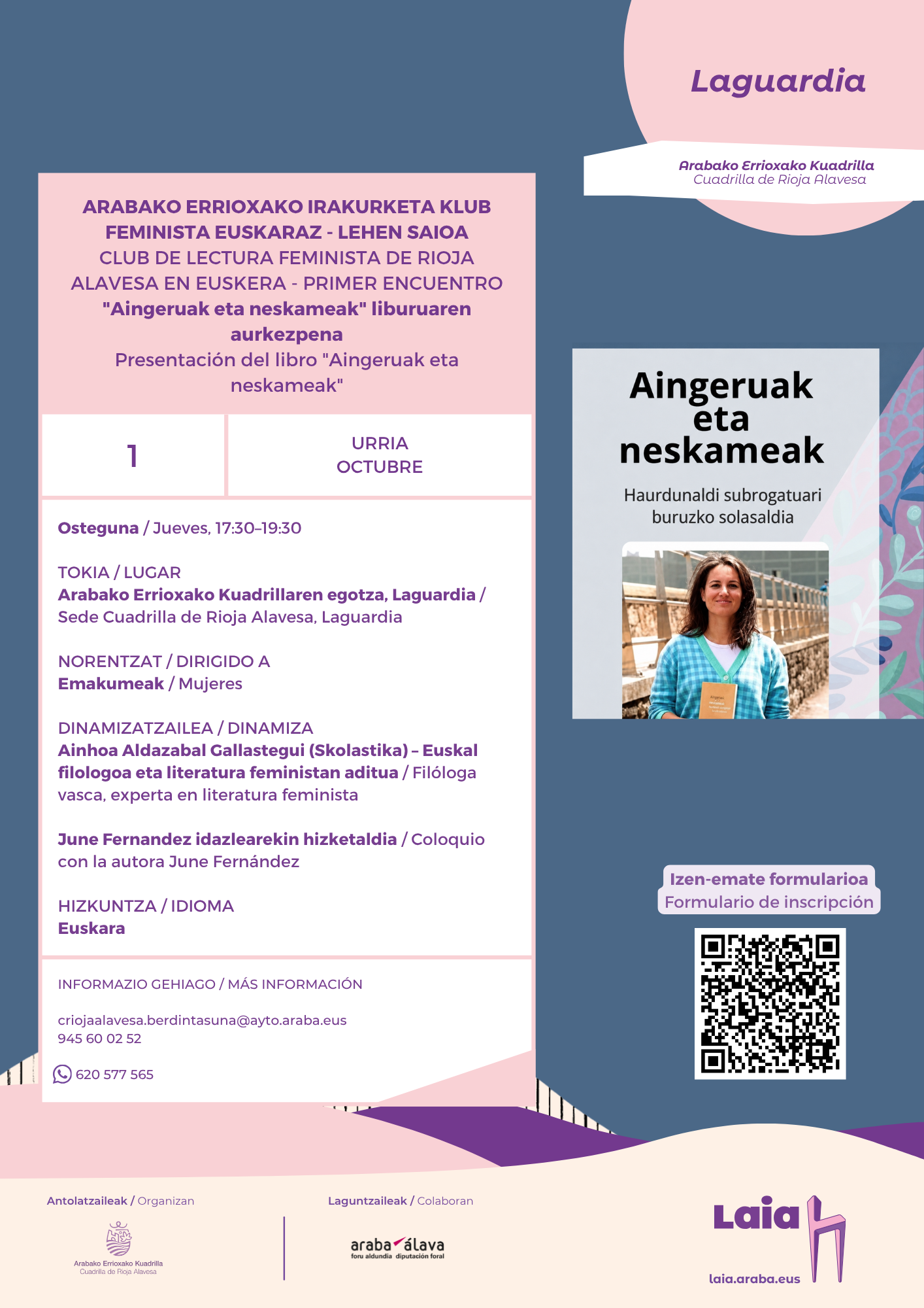 LAGUARDIA - Charla – Presentación del libro “Aingeruak eta neskameak” – June Fernández